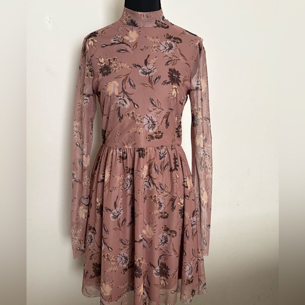 Altar'd State Floral Long Sleeve Dress - Mauve